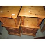 Pair of carved pine bedside cabinets