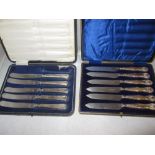 2 x sets of silver handle fisheaters in presentation cases