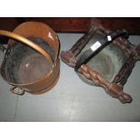 Copper coal helmet and brass preserve pan