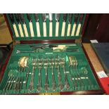 Early 20th century mahogany canteen of silver plated cutlery