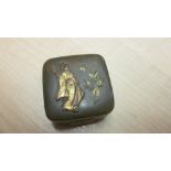 Meiji period bronze box with applied decoration