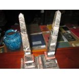 Pair of marble desk top obelisks