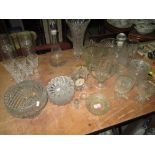 Assorted glassware, decanters etc.