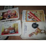 Approx 57 postally used vintage comic postcards