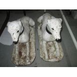 Pair of composite stone painted greyhound ornaments