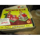 Vintage Tudor Minibrix in wooden box with catalogue