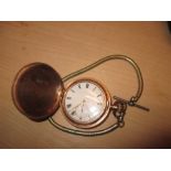 Early 20th century pocket watch in gold plated Dennison case with base metal watch chain