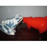 David Sharp @ Rye Pottery frog money box & one other