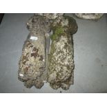 Pair of composite stone lion ornaments