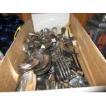 Box of assorted silver plated cutlery