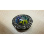 South East Asian low grade silver millefiori glass top lime / pill box