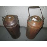 Pair of vintage copper milk churns