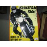 Vintage style painted metal advertising sign : Rockers Ride 40 cms x 30 cms