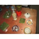 Pair of Le Creseut pans, onyx ware & studio pottery etc.