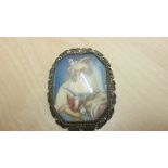 Early 20th century hand painted miniature of a lady mounted as a pendant