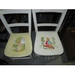 Pair of painted childrens childs chairs