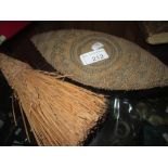 Vintage African grass work hat 18 cms in diameter and brush