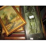 Pair of late 19th century oils on artist board Country Landscape 22 cms x 14 cms,