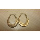 Pair of 9 ct gold hoop earrings 1.