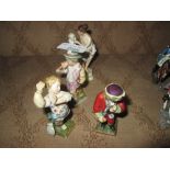 3 x Meissen calender figures and one other