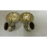 Pair of Burmese silver salts & Pair of Industrai Peruana Camusso .