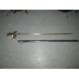 19th century officers sword in metal scabbard blade length 83 cms, overall length 99 cms,