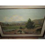 20th century Country Landscape oil on artists board by G Grossmacht framed 38 cms x 58 cms