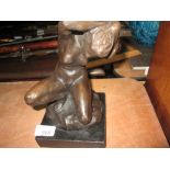 Bronzed metal figure of naked lady