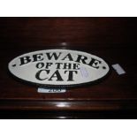 Cast iron advertising sign : Beware of The Cat