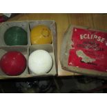 The Eclipse croquet balls in cardboard box