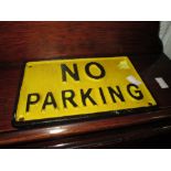 Cast iron advertising sign : No Parking