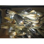 Box of assorted silver plated cutlery