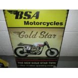 Vintage style painted advertising sign : BSA Gold Star 70 cms x 50 cms