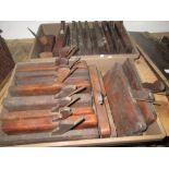2 x boxes of antique wooden moulding planes