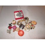 Collection of assorted costume brooches and other jewellery