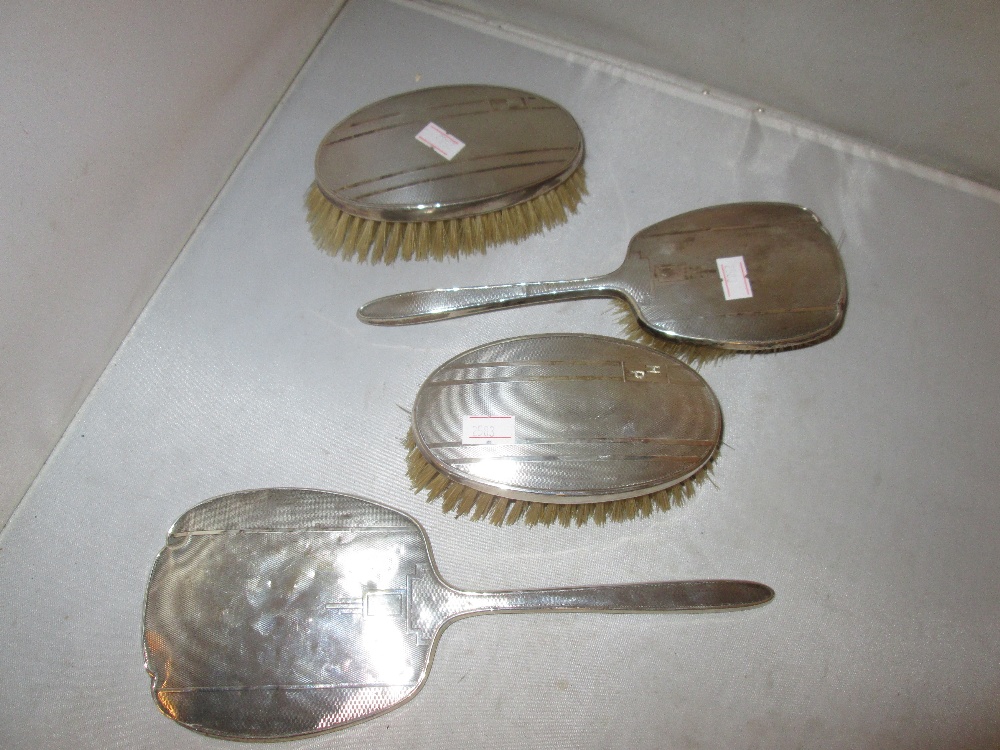 4 part silver back brush set Birm.