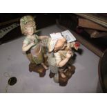 Pair of Royal Vienna pottery figures & Chinese ginger jar