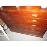 Late 19th century mahogany campaign chest with brass handles by Maple of London