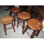 3 x 19th century elm seated stools & one other