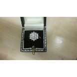 9 ct gold cluster ring set with paste in a presentation box size 55 2.