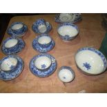Mid 19th century blue and white tea set,
