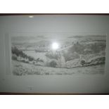 Mary Beresford Williams pencil and wash River Dart scene F&G 29 cms x 69 cms