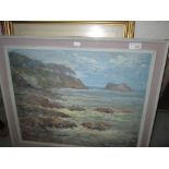 2 x 20th century naive oil on board Cornish Coastal scenes & prints