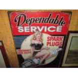 Vintage style metal advertising sign Dependable Service 70 cms x 50 cms