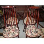 Ercol lap dining table with four dining chairs including 2 carvers