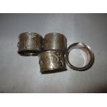 3 x silver serviette rings (1 x Sheffield,