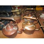 Collection of 6 x 19th century and later copper kettles