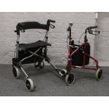 A light weight folding four wheel mobility walker / shopper with seat, along with a Eden mobility