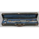 A cased French Herome Thibouville Lamy silver plated soprano saxophone.