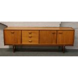 A G plan style two tone teak sideboard width 206cm, depth 43cm, height 75cm.